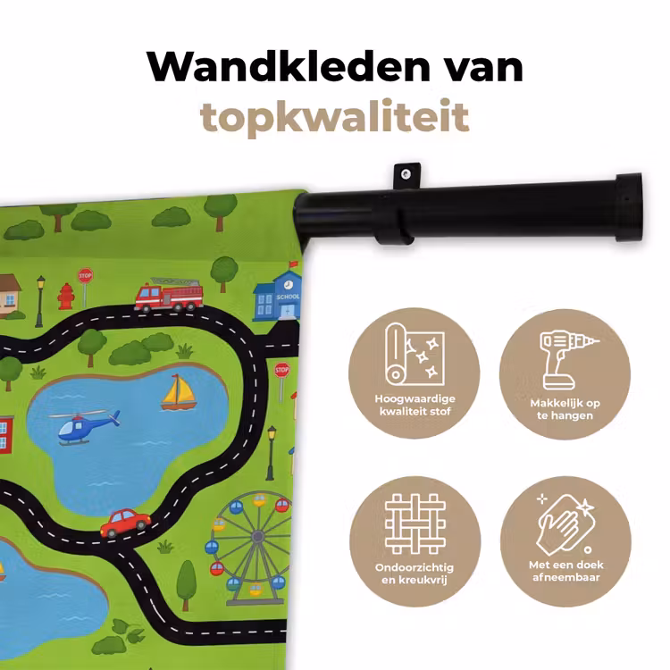 Wandkleed - Dorp - Wegen - Cartoon — 3