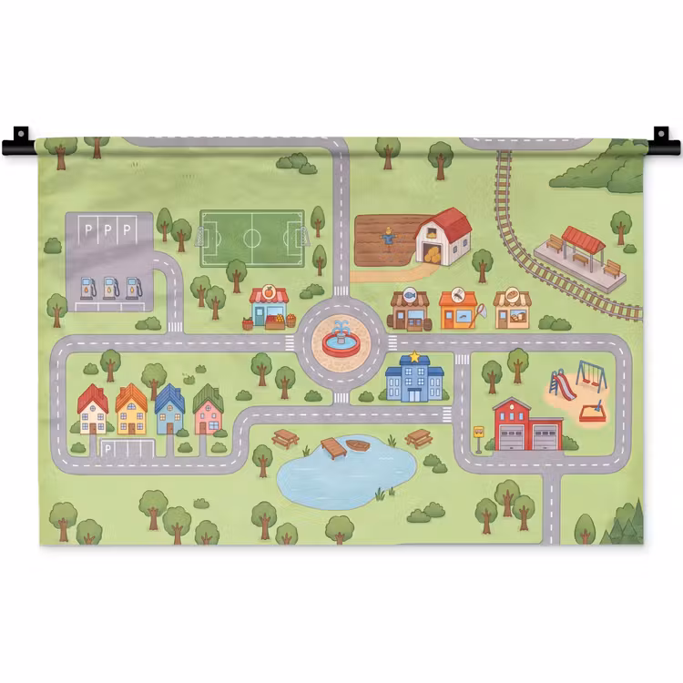 Wandkleed - Plattegrond - Dorp - Kind — 1