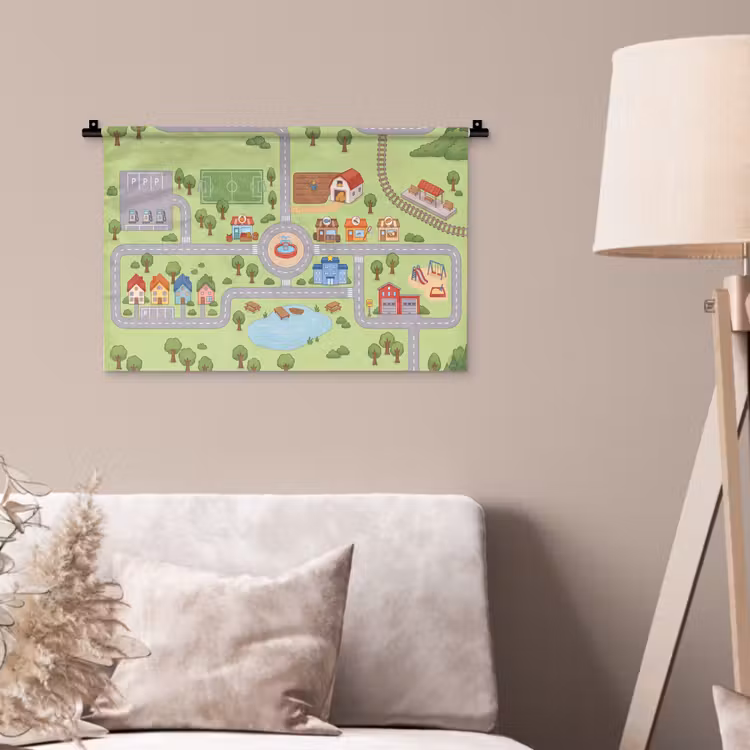 Wandkleed - Plattegrond - Dorp - Kind — 2