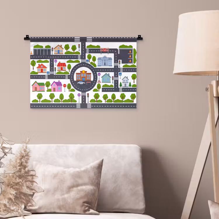 Wandkleed - Stad - Plattegrond - Illustratie — 2