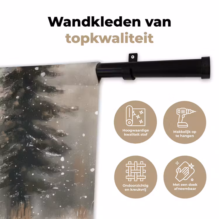 Wandkleed - Winter - Bos - Rendier - Donker — 3