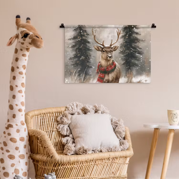 Wandkleed - Winter - Bos - Rendier - Donker — 5