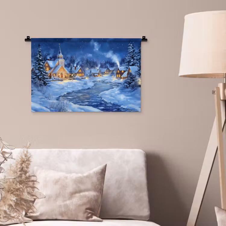 Wandkleed - Winteravond - Kerstdorp - Donker — 2
