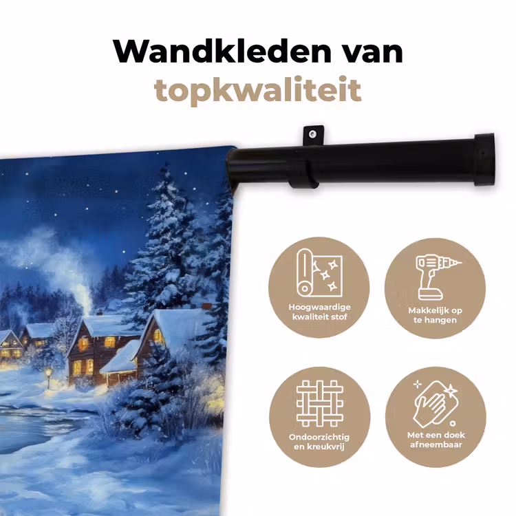 Wandkleed - Winteravond - Kerstdorp - Donker — 3