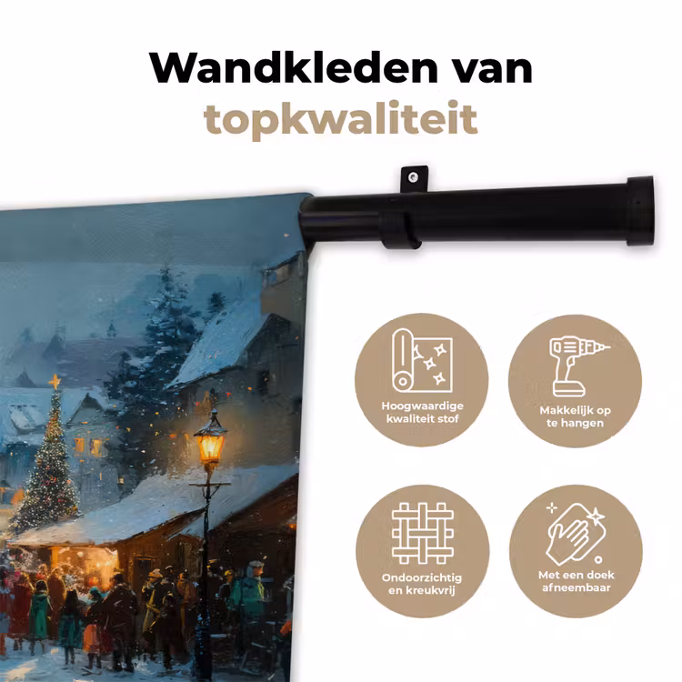 Wandkleed - Winterkermis - Dorp - Kleurrijk — 3