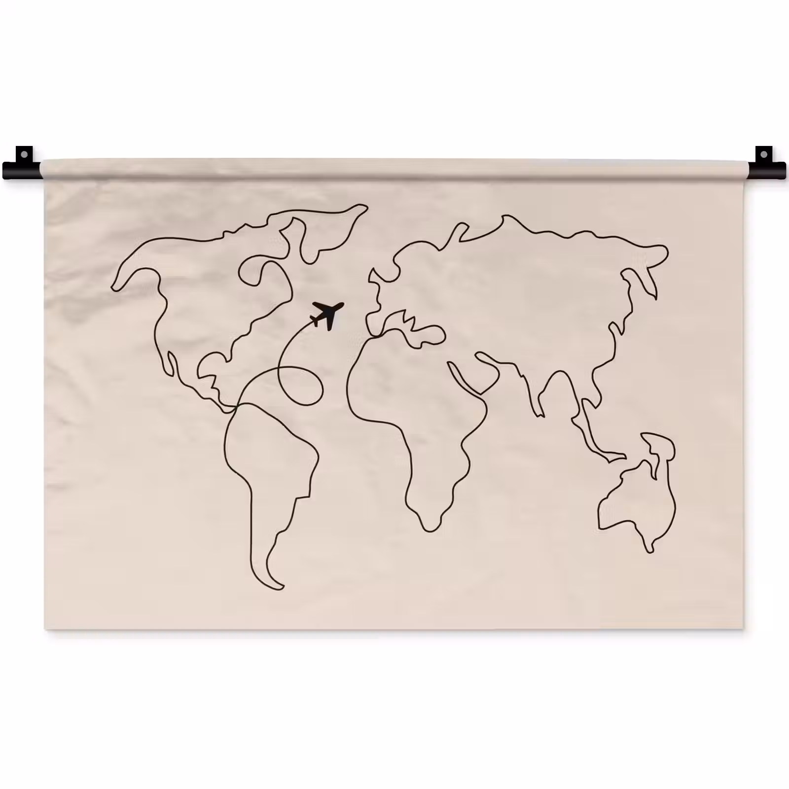 Wandkleed - Wereldkaart - Simpel - Vliegtuig — 1