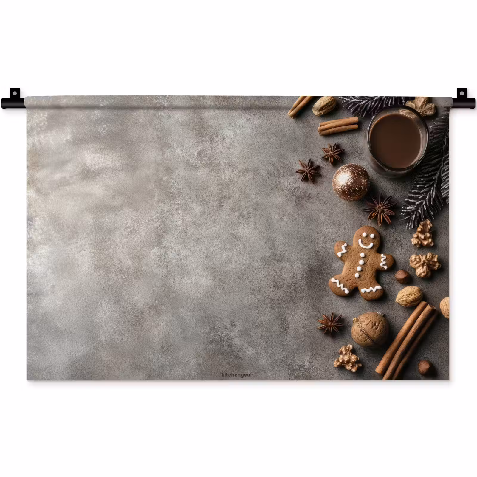 Wandkleed - Winter - Kerst - Beton - Gingerbread man — 1
