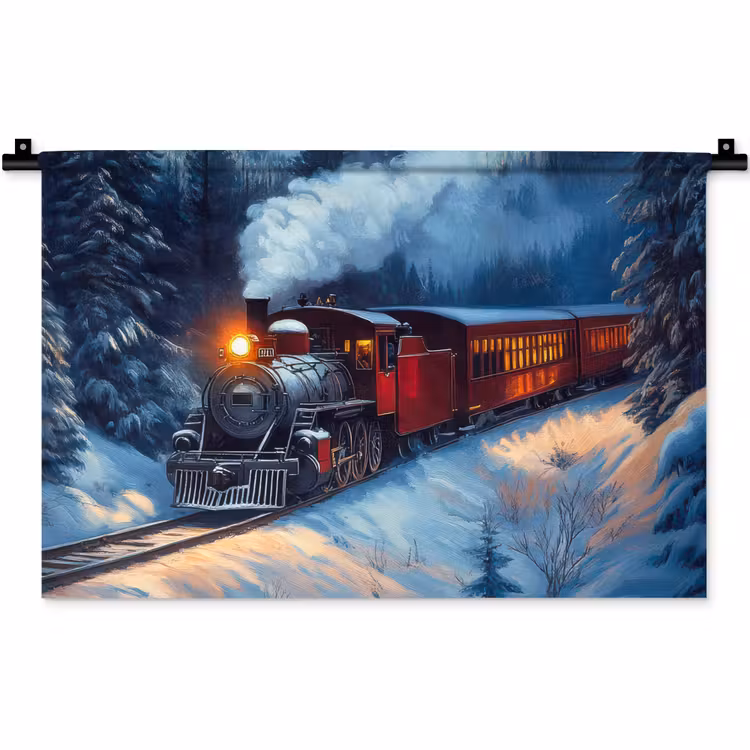 Wandkleed - Trein - Kerst - Sneeuw - Kersttrein — 1