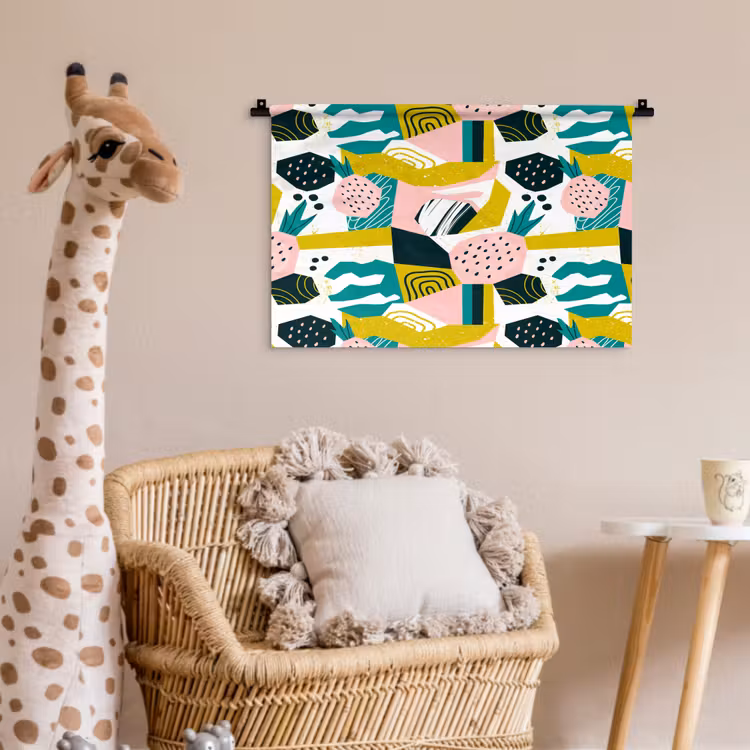 Wandkleed - Tropisch - Abstract - Ananas - Geel - Groen - Roze — 5