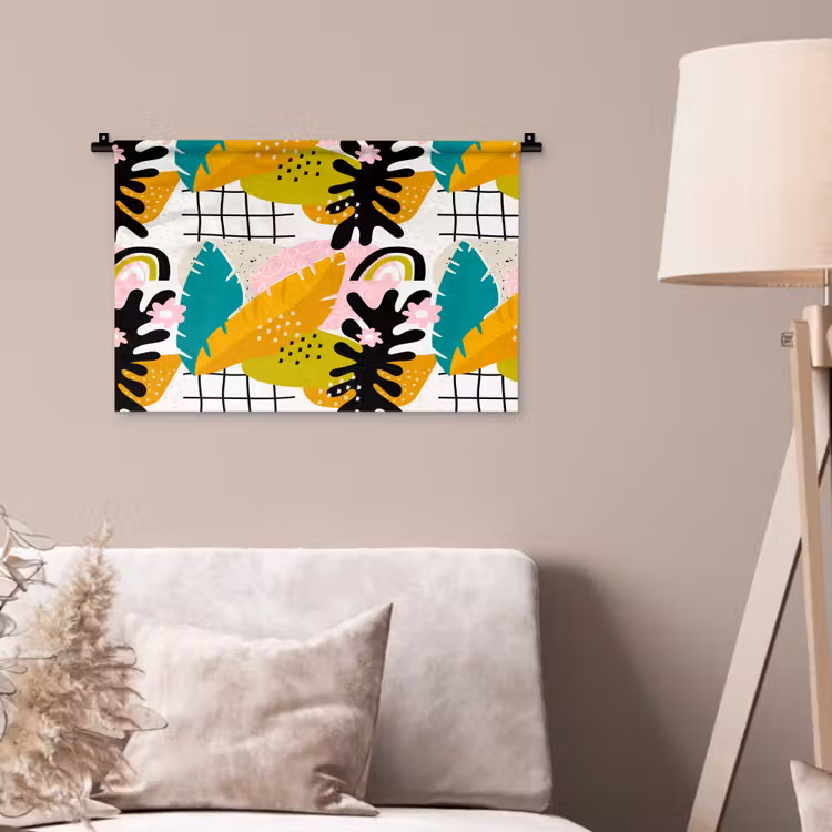 Wandkleed - Tropisch - Bladeren - Abstract - Geel - Oranje — 2