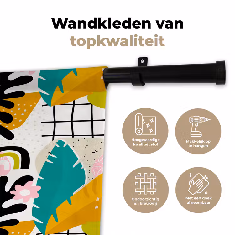 Wandkleed - Tropisch - Bladeren - Abstract - Geel - Oranje — 3