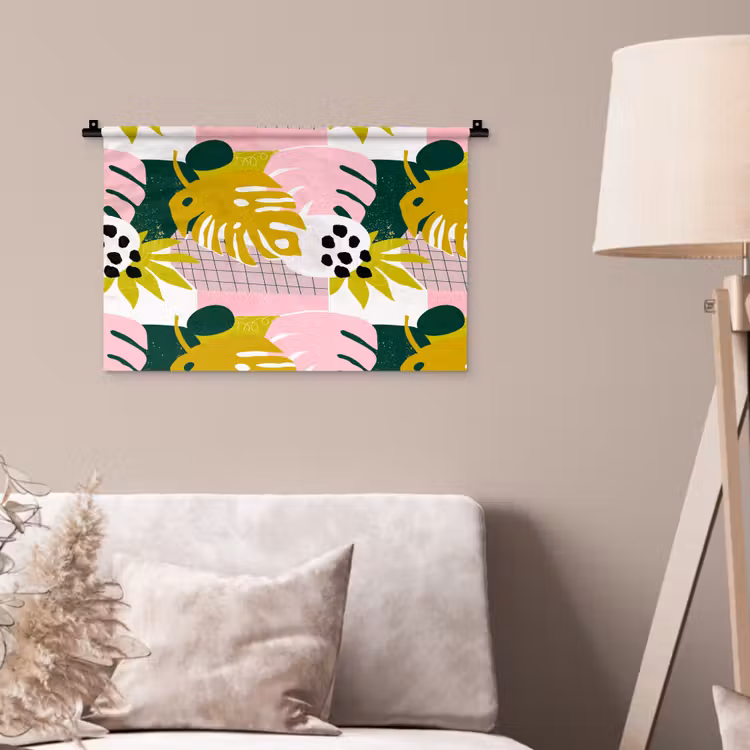 Wandkleed - Tropisch - Bladeren - Jungle - Roze - Groen — 2