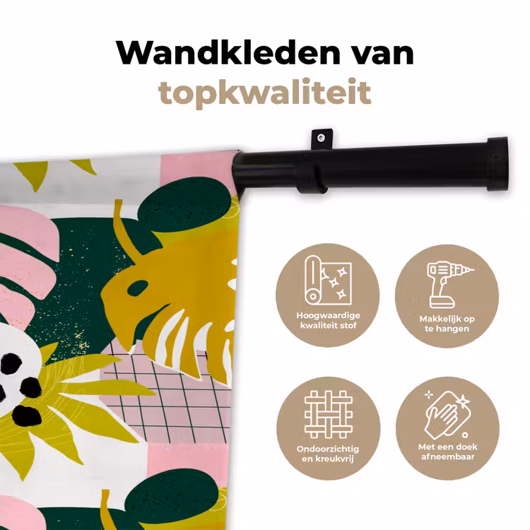 Wandkleed - Tropisch - Bladeren - Jungle - Roze - Groen — 3