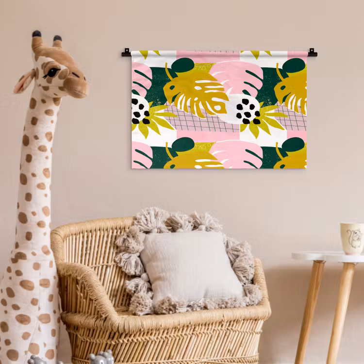 Wandkleed - Tropisch - Bladeren - Jungle - Roze - Groen — 5