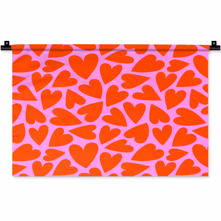 Wandkleed - Valentijn - Patroon - Roze - Rood — 1