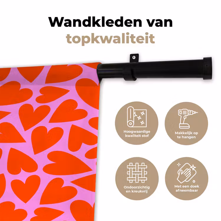 Wandkleed - Valentijn - Patroon - Roze - Rood — 3