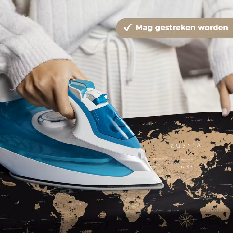 Wandkleed - Wereldkaart - Beige - Zwart — 6