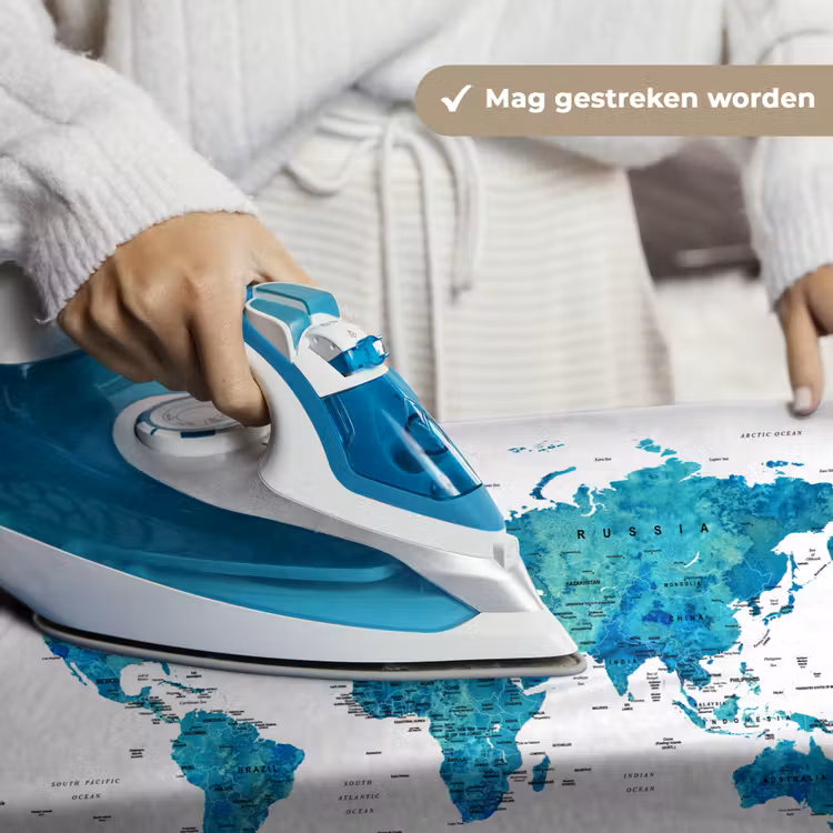 Wandkleed - Wereldkaart - Blauw - Kleurrijk — 6