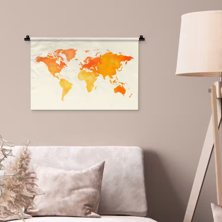 Wandkleed - Wereldkaart - Oranje - Kleurrijk — 2
