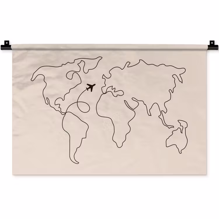 Wandkleed - Wereldkaart - Simpel - Vliegtuig — 1