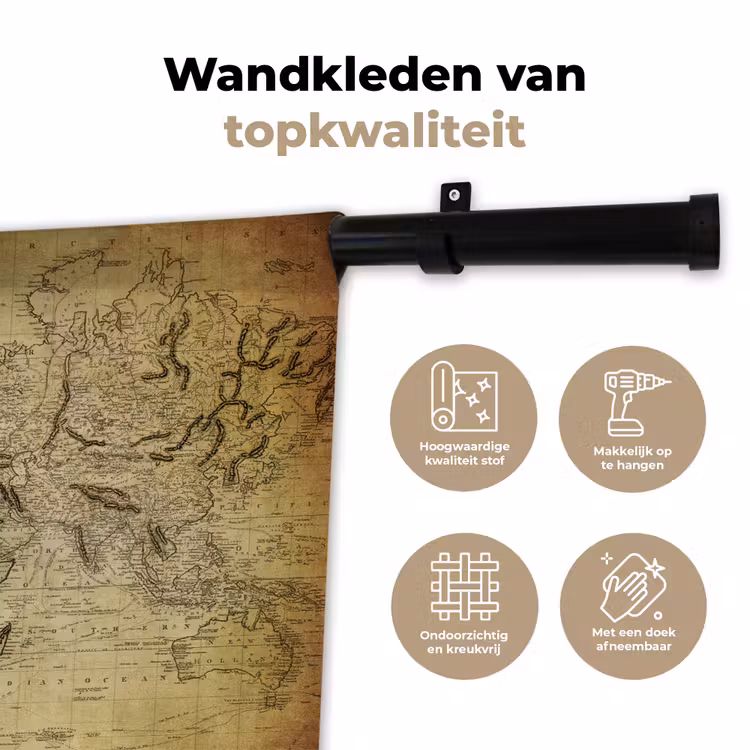 Wandkleed - Wereldkaart - Vintage - Antiek - Bruin - Papier — 3
