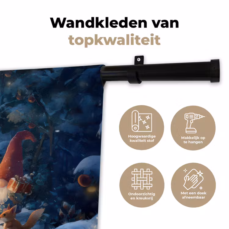 Wandkleed - Winter - Gnooms - Eekhoorns - Meerkleurig — 3
