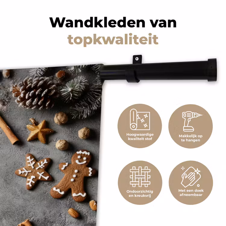 Wandkleed - Winter - Kerst - Beton - Dennenappels — 3