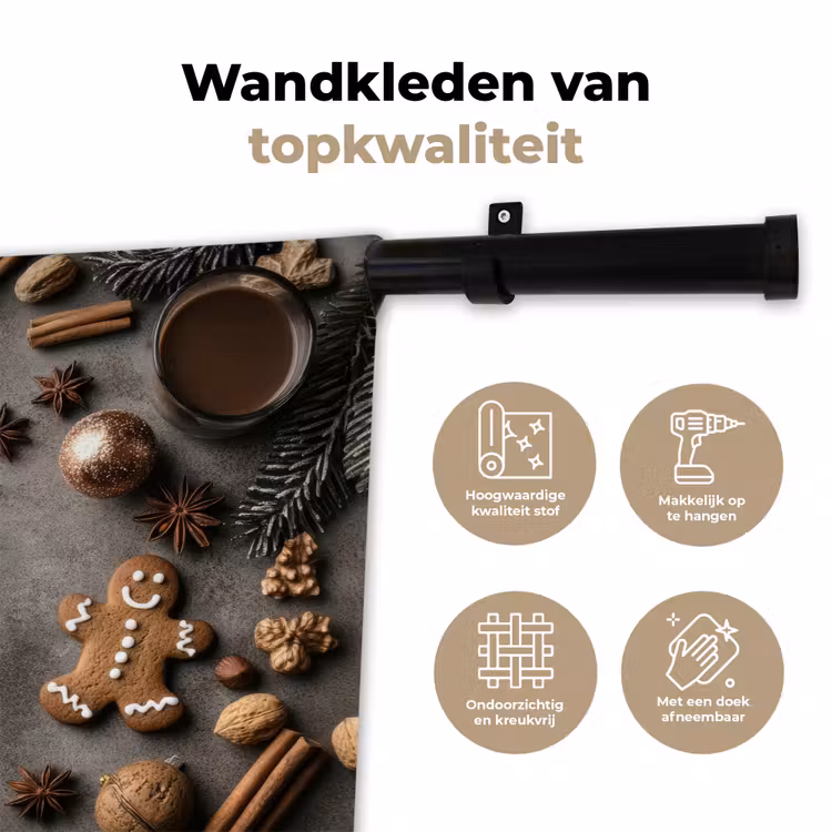 Wandkleed - Winter - Kerst - Beton - Gingerbread man — 3