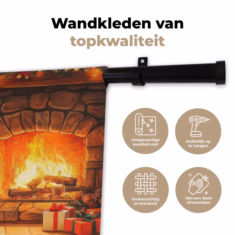 Wandkleed - Winter - Kerst - Huis - Openhaard — 3
