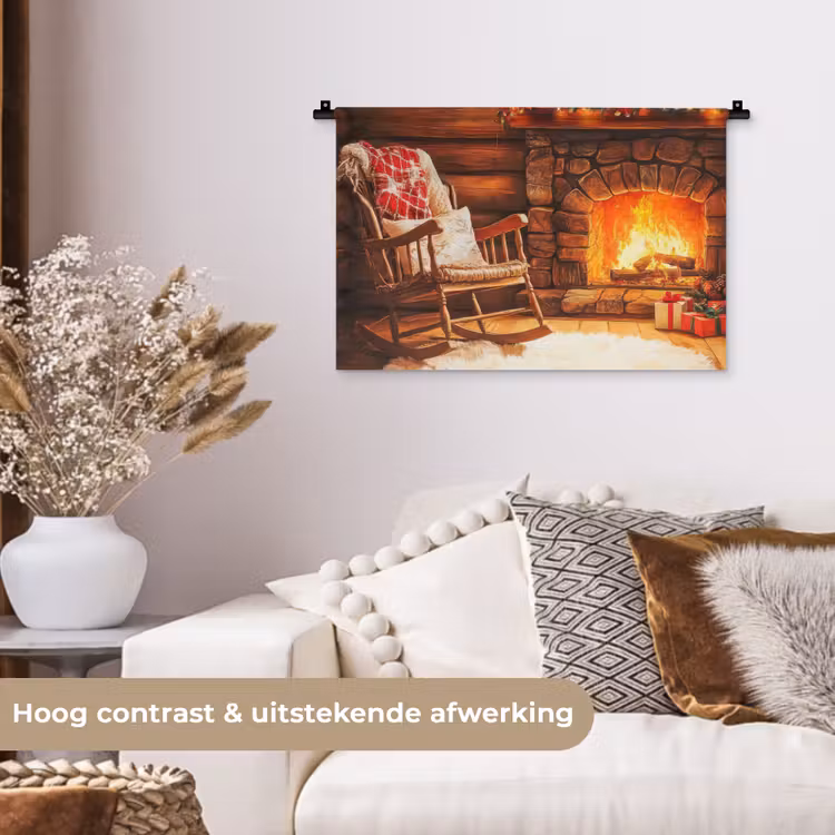 Wandkleed - Winter - Kerst - Huis - Openhaard — 4
