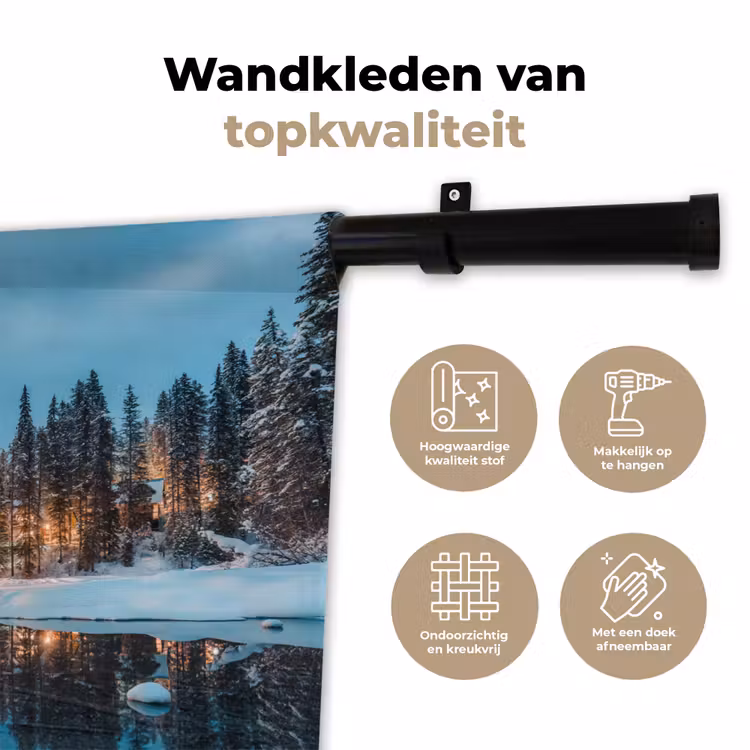 Wandkleed - Winterlandschap - Natuur - Huis - Bergen - Sneeuw — 3