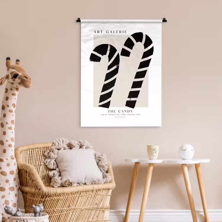 Wandkleed - Zuurstokken - Kerst - Snoepgoed - Zwart - Feestdagen — 6