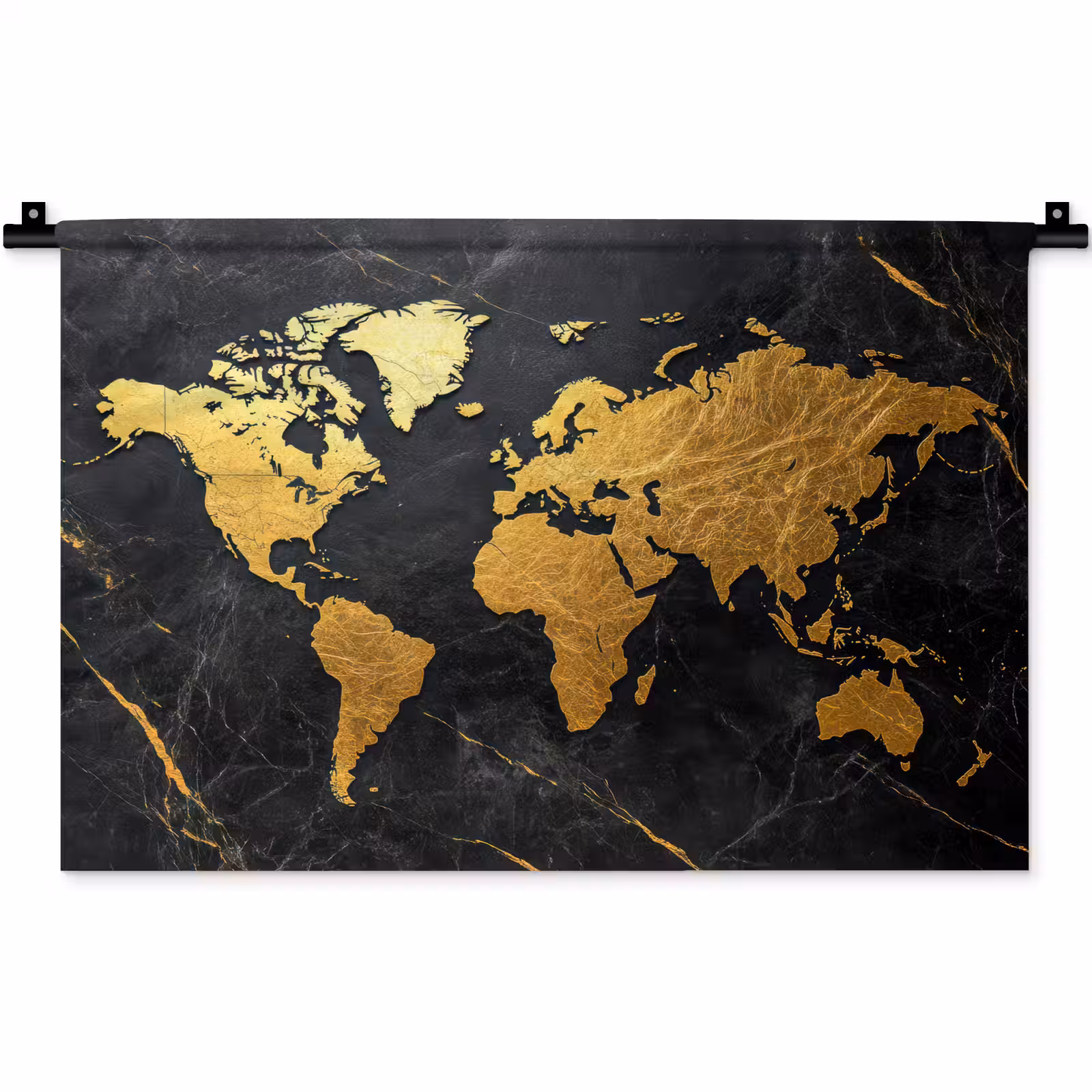 Wandkleed - Wereldkaart - Goud - Marmer — 1