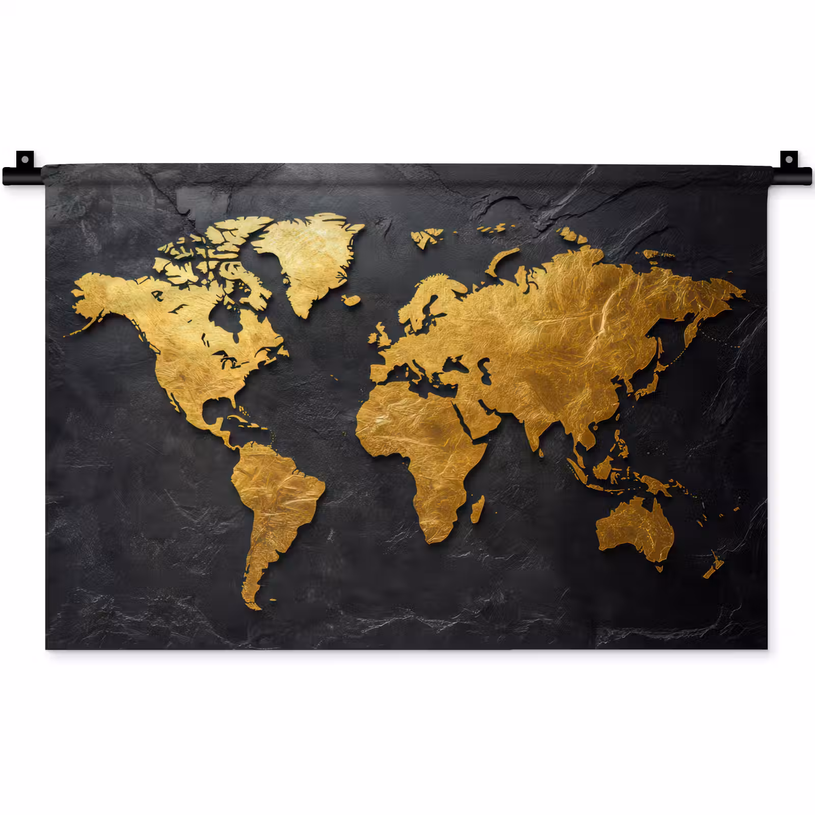 Wandkleed - Wereldkaart - Goud - Steen — 1