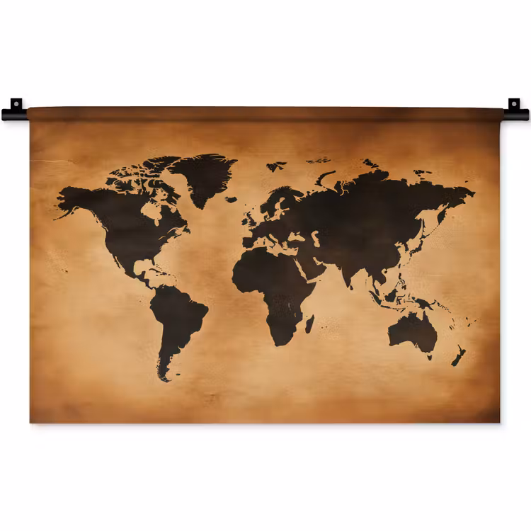 Wandkleed - Wereldkaart - Bruin - Kaart — 1