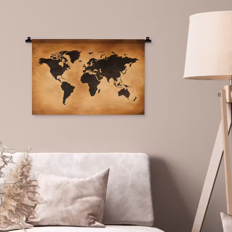 Wandkleed - Wereldkaart - Bruin - Kaart — 2