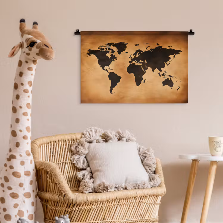 Wandkleed - Wereldkaart - Bruin - Kaart — 5