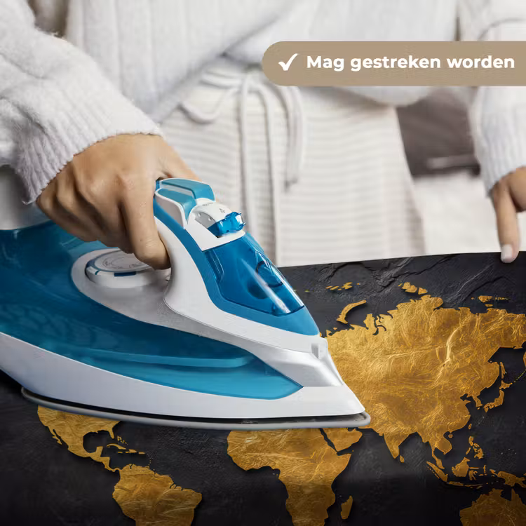 Wandkleed - Wereldkaart - Goud - Steen — 6