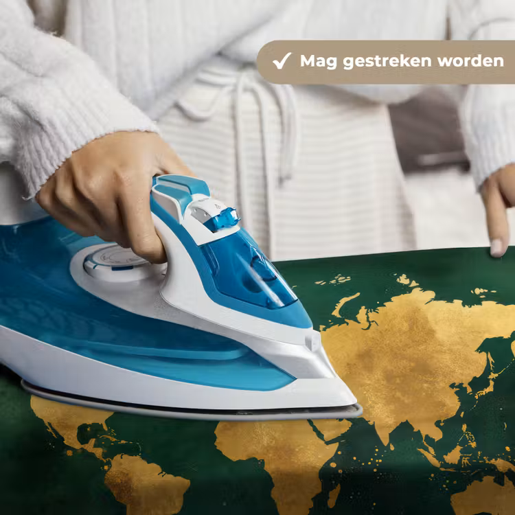 Wandkleed - Wereldkaart - Groen - Goud — 6
