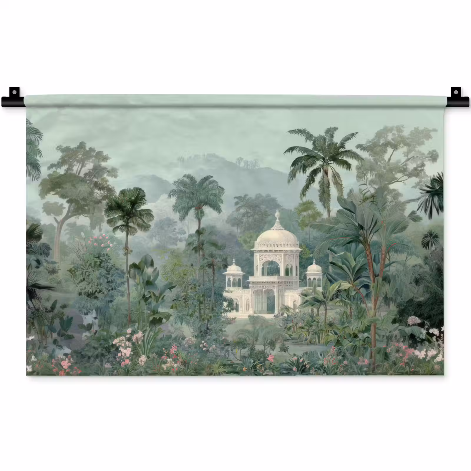 Wandkleed - Tropische tuin - Koepelgebouw - Bloemen — 1