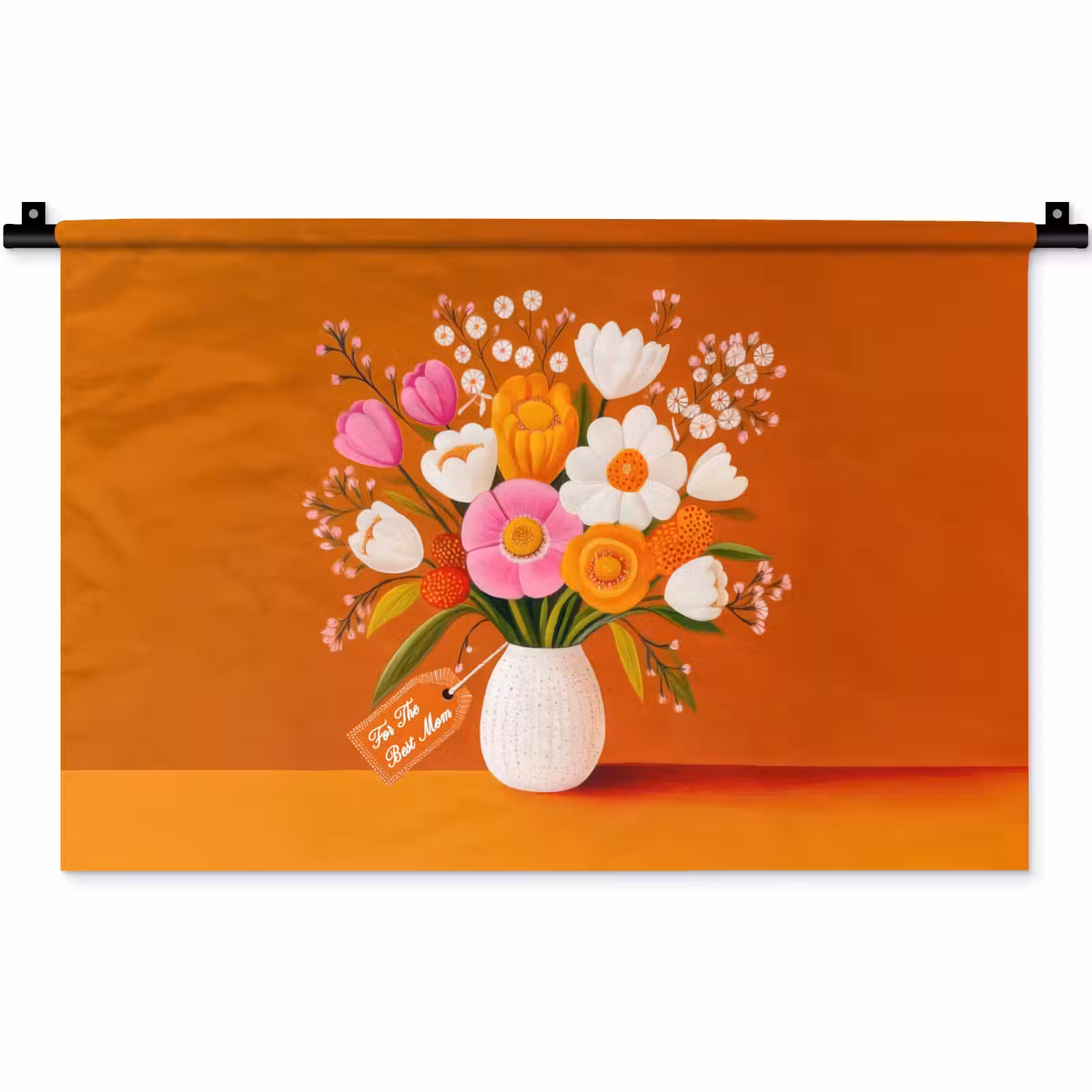 Wandkleed - Vaas - Bloemen - Oranje — 1