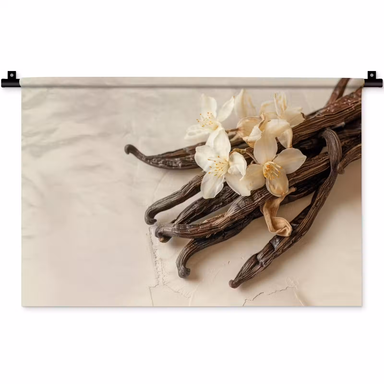 Wandkleed - Vanille - Bloemen - Beige — 1