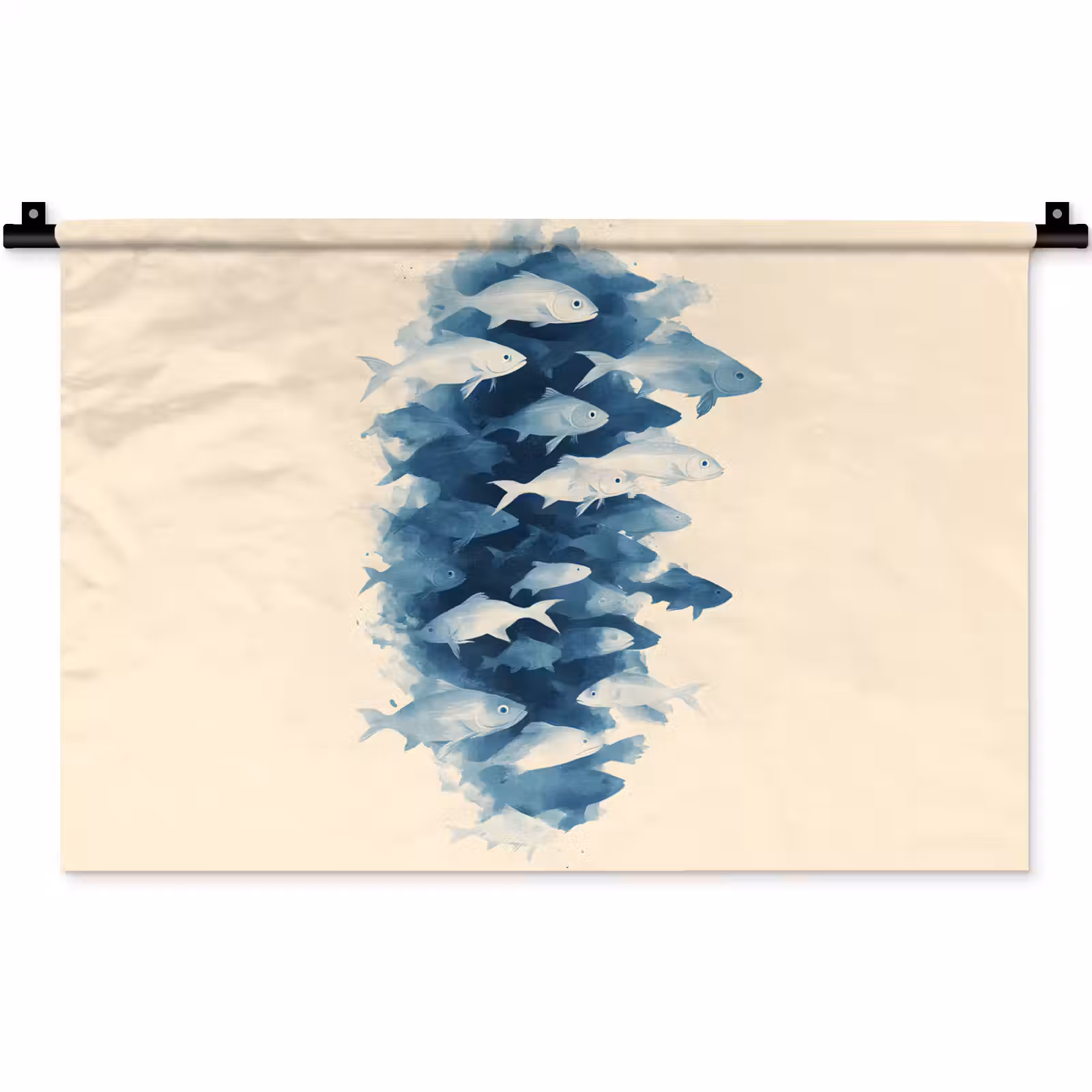 Wandkleed - Vissen - Minimalistisch - Blauw — 1