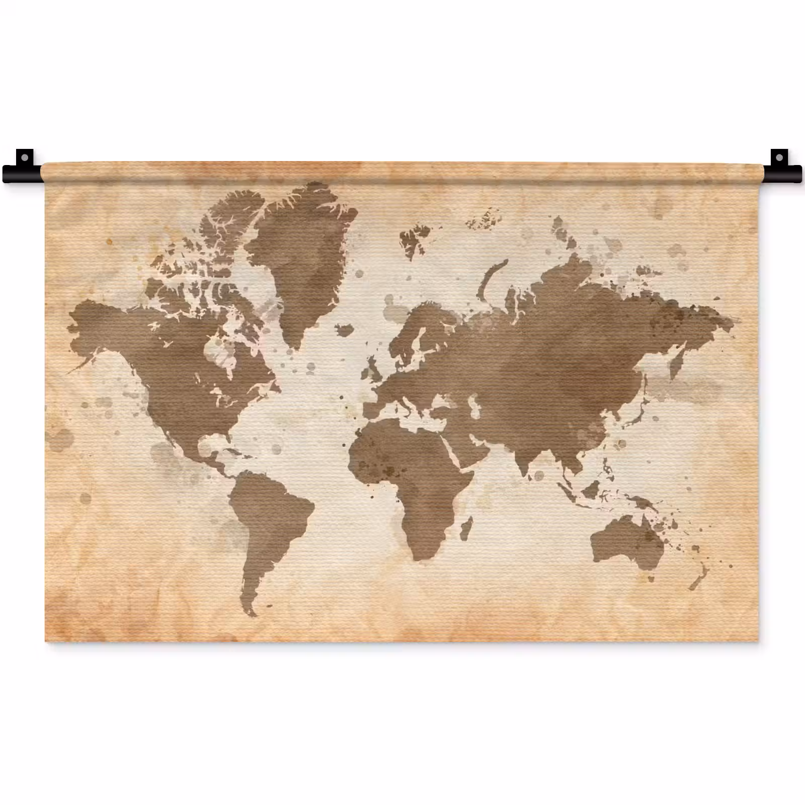Wandkleed - Wereldkaart - Beige - Bruin — 1