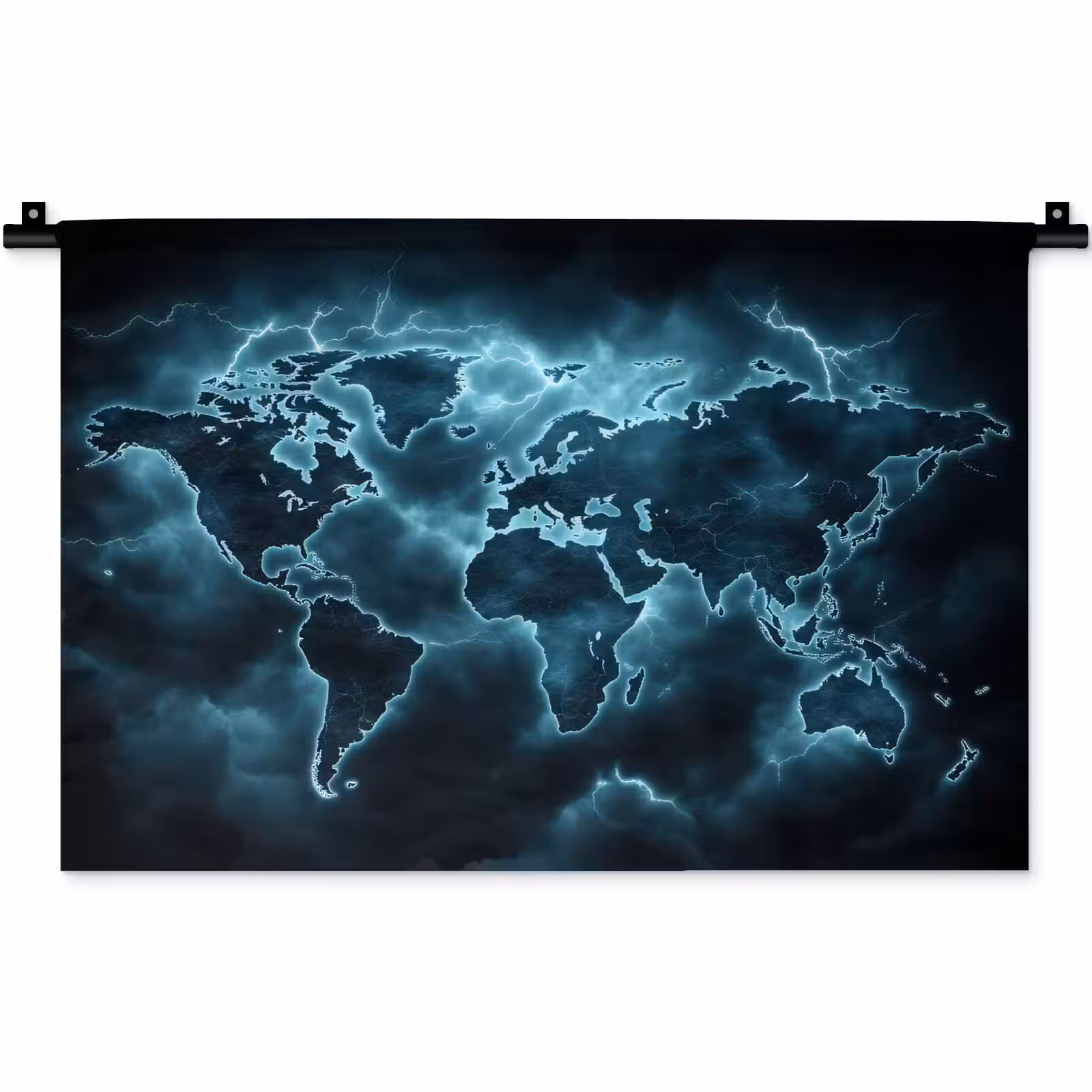 Wandkleed - Wereldkaart - Bliksem - Blauw — 1