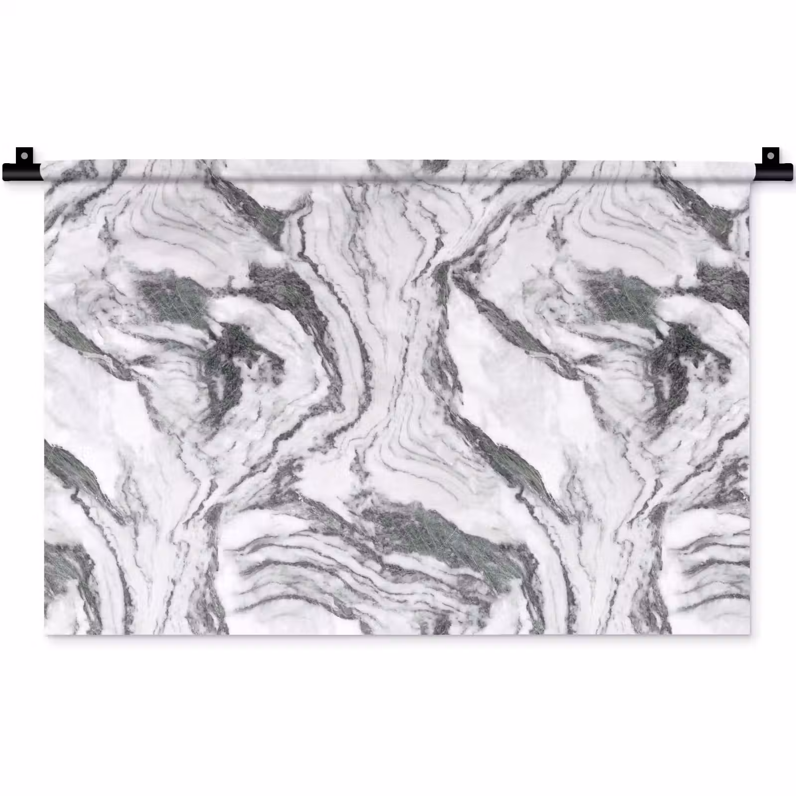 Wandkleed - Wit - Marmer - Golvend - Grafiet — 1