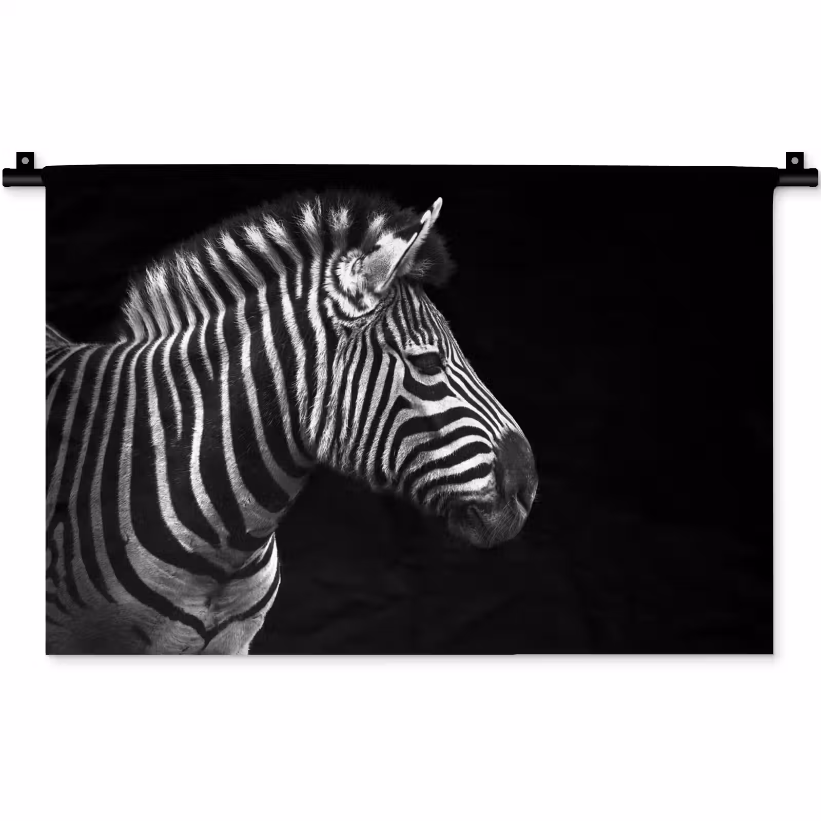 Wandkleed - Zebra - Zwart - Wit - Portret - Dieren — 1