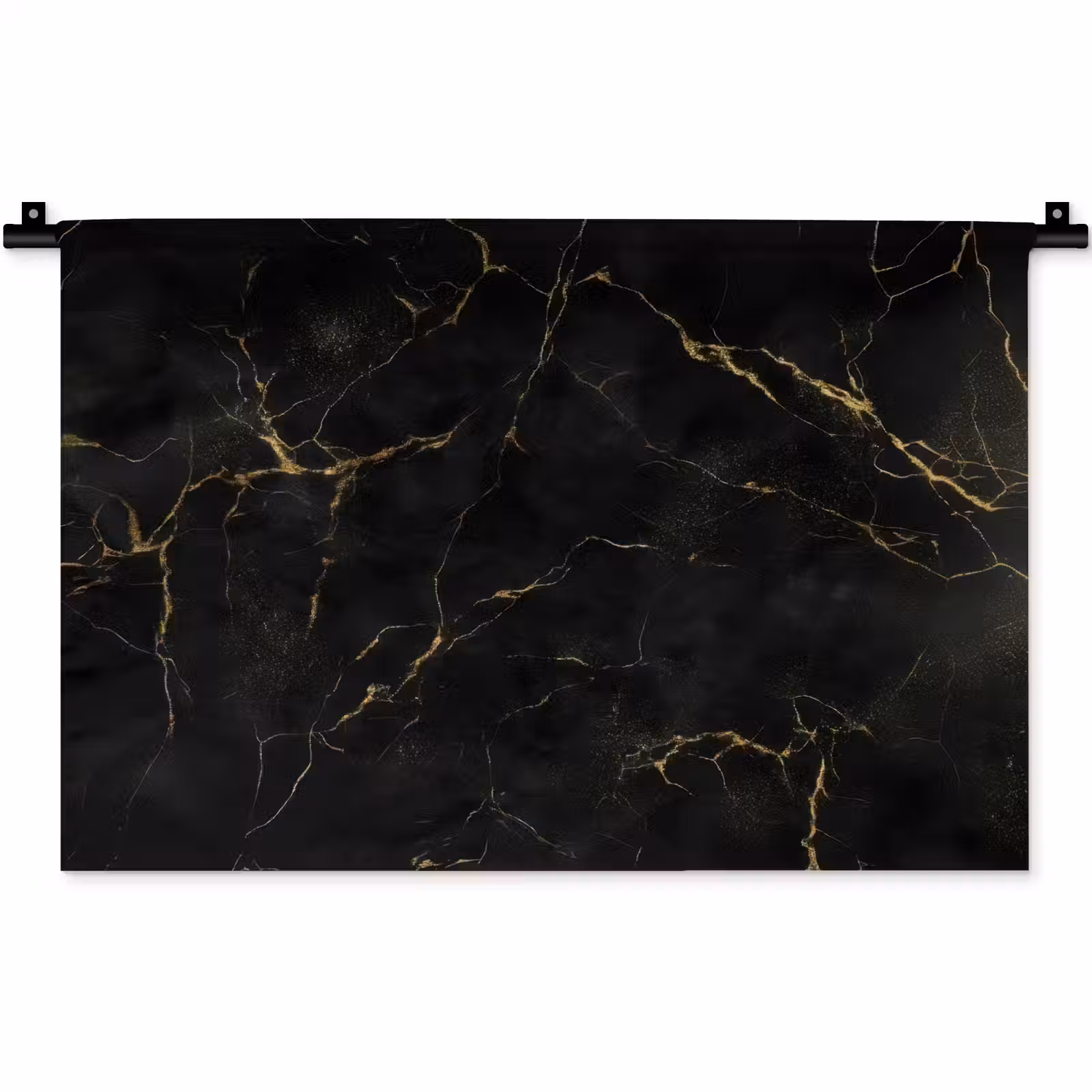 Wandkleed - Zwart marmer - Gouden aders - Klassiek — 1