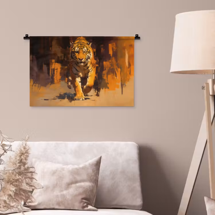 Wandkleed - Tijger - Geschilderd - Oranje - Penseelstreken — 2