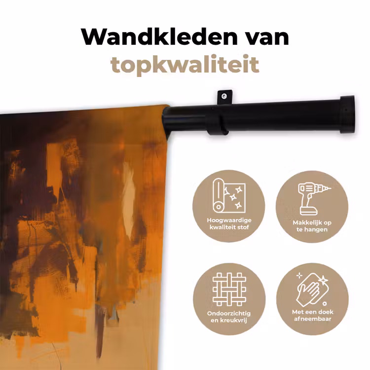 Wandkleed - Tijger - Geschilderd - Oranje - Penseelstreken — 3